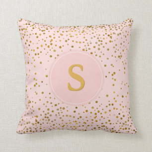 Coussin Rougissent les initiales roses de monogramme des
