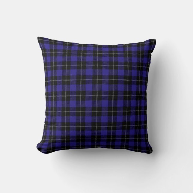 Coussin Royal Blue Black Plaid (Recto)