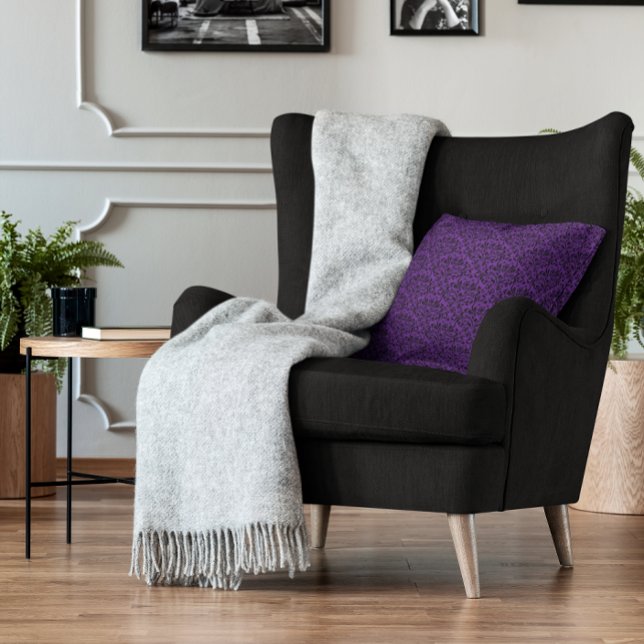 Coussin Royal Purple et Black Rose Floral Damask (Royal Purple and Black Rose Floral Damask Throw Pillow)