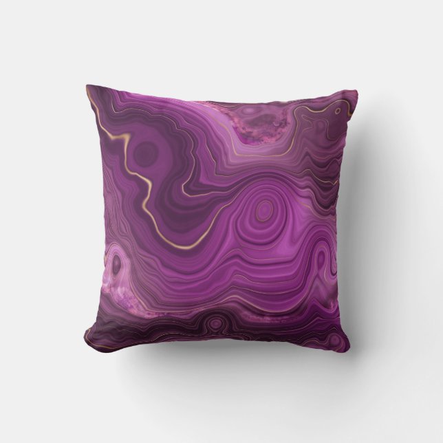 Coussin Royal Purple Et Gold Agate Abstrait (Recto)