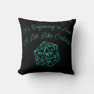 Coussin RPG Critmas Lime Green Tabletop Role Player Dice