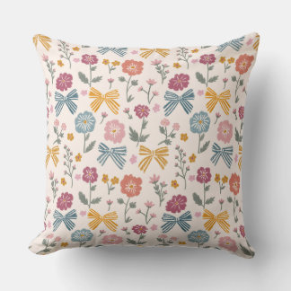 Coussin Ruban à nœud de fleur sauvage coquette Décoration
