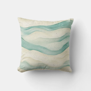 Coussin Ruban Abstrait Aquarelle Sable Et Aqua