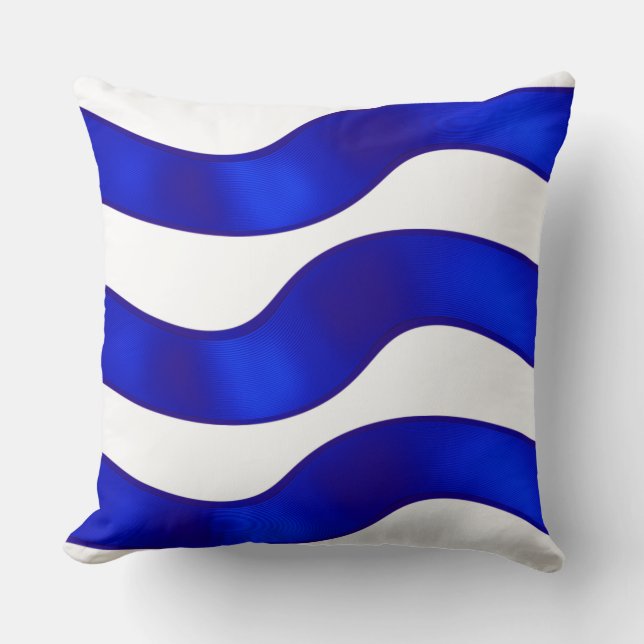 Coussin Ruban bleu sur polyester blanc projeter oreiller. (Recto)