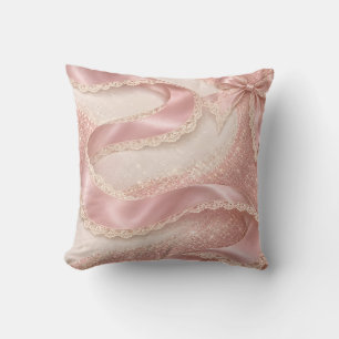 Coussin Ruban de ballet rose poudré faux strass