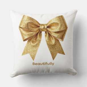 Coussin Ruban de Luxe Pailleté Doré - Guirlande Festive Is