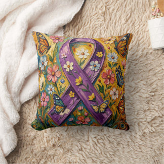 Coussin Ruban de sensibilisation violet Fibro