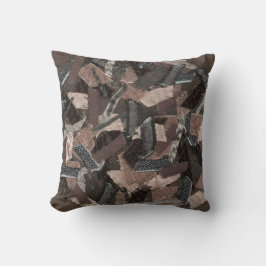 Coussin Ruban géométrique abstrait aux tons de terre textu