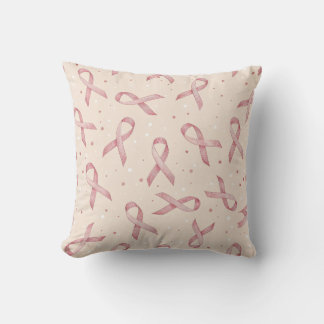 Coussin Ruban rose, illustration solidaire et transparente