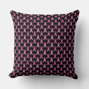 Coussin Ruban rose motif de sensibilisation au cancer du s