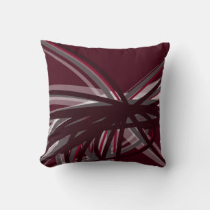 Coussin Rubans Abstraits artistiques de Bourgogne et blanc