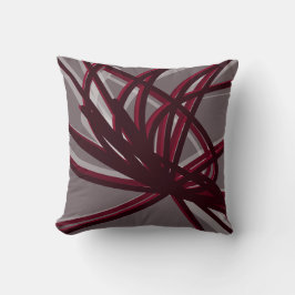 Coussin Rubans Abstraits artistiques gris et bordeaux