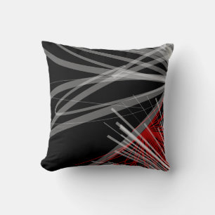 Coussin Rubans Abstraits noirs et rouges Jeu d'oreiller
