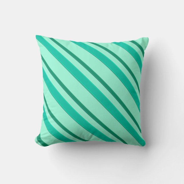 Coussin Rubans en velours, turquoise et aqua (Recto)
