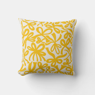 Coussin Rubans et nœuds Coquette jaune doré 