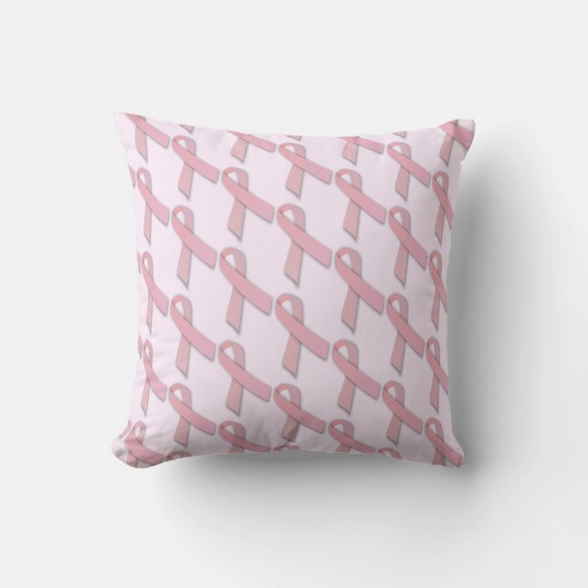 Coussin Rubans roses décoratifs Sensibilisation au cancer  (Recto)
