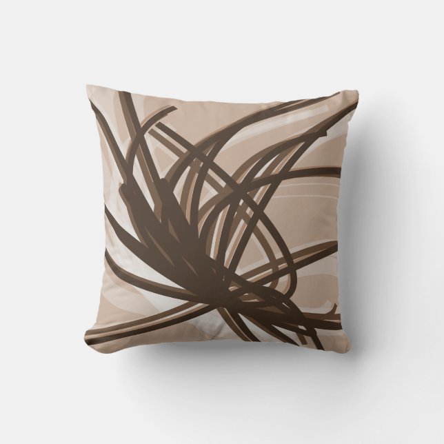 Coussin Rubans Taupe et Brown Artistes Abstraits (Recto)