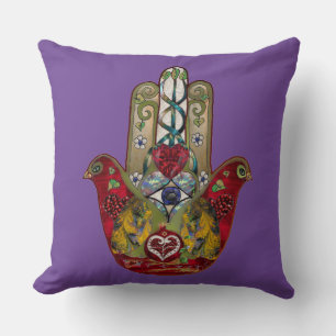 Coussin Ruby Pomegranate Heart Red Bird Hamsa