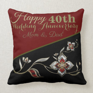 Coussin Ruby Red 40th Mariage Anniversary Maman et Papa
