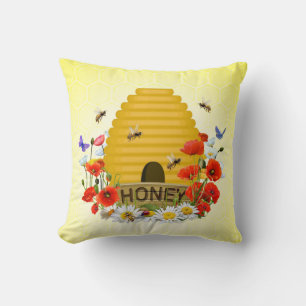 Coussin ruche de prairie et pot de miel