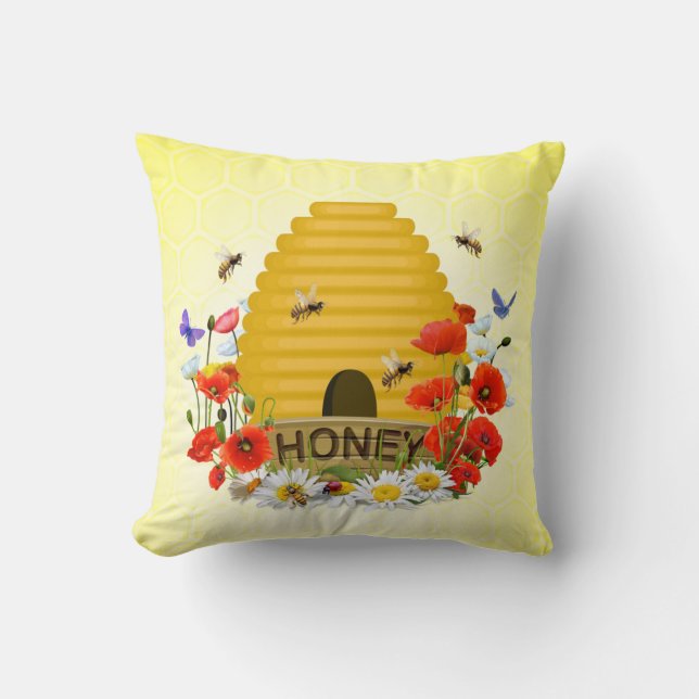 Coussin ruche de prairie et pot de miel (Recto)