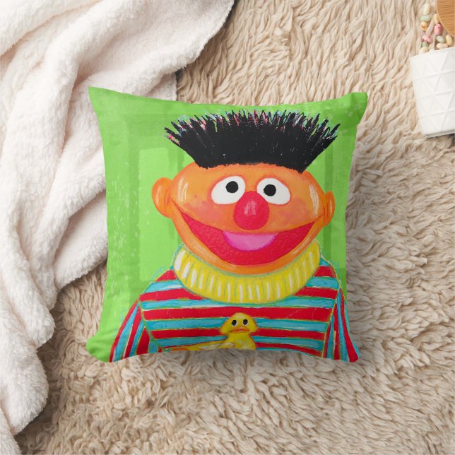Coussin Rue Sésame | Ernie avec Duckie en caoutchouc (Couverture)