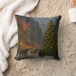 Coussin rues de noël new-yorkaises cool