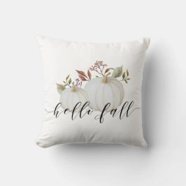 Coussin Russe Aquarelle Citrouilles blancs Bonjour Automne