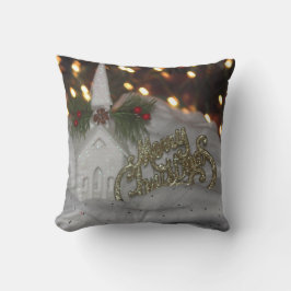 Coussin Russe Eglise Joyeux Noël Blanc Or Vert