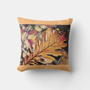 Coussin Russe feuille de chêne rouge orange brun jaune