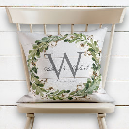 Coussin Russe Shiplap Wreath Monogram Mariage Keepsaké