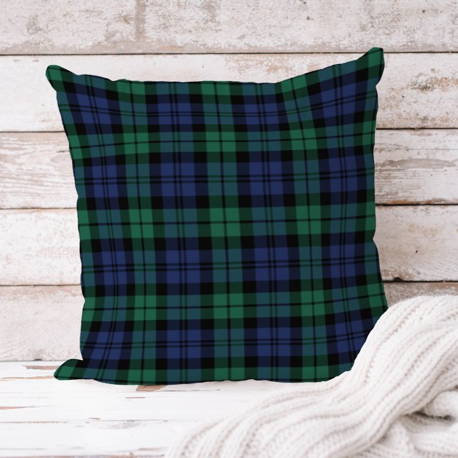 Coussin Russe Vert et Bleu Black Watch Plaid Holiday (Créateur téléchargé)