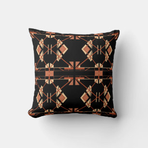 Coussin Rust Coral Beige Black Crisscross Sud-Ouest Look