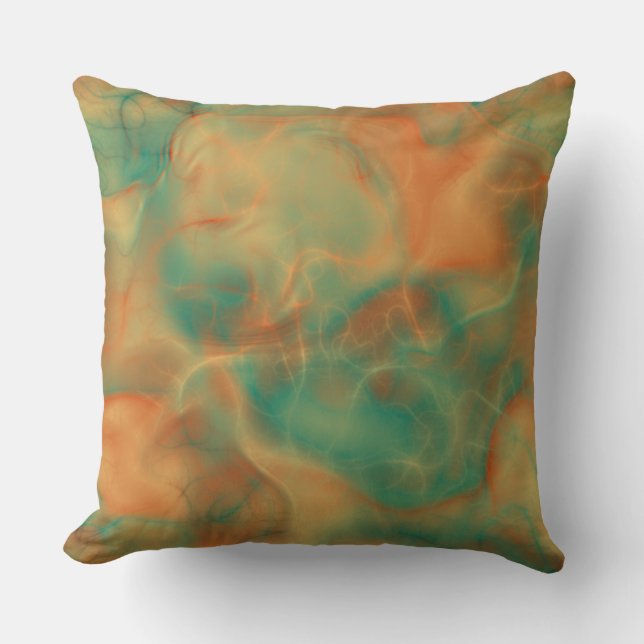 Coussin Rust et marbre vert de mer abstrait (Recto)