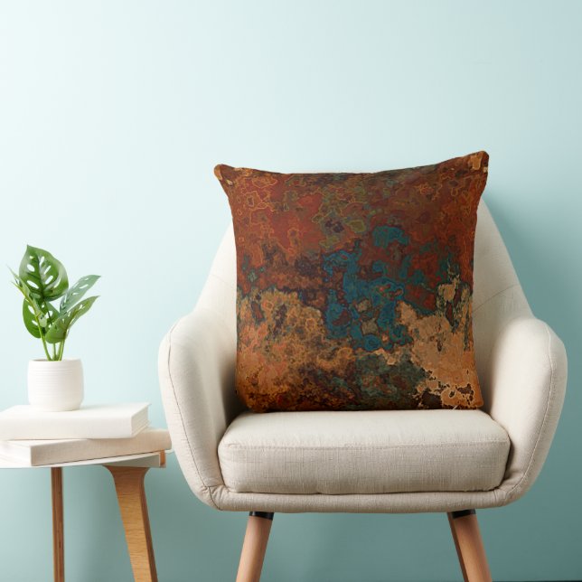 Coussin Rust et Pierre Turquoise Abstrait (Chaise)