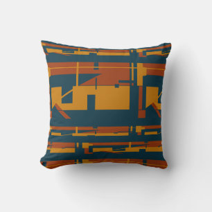Coussin Rust Gold Bleu foncé Sud-Ouest Look Abstrait Desig