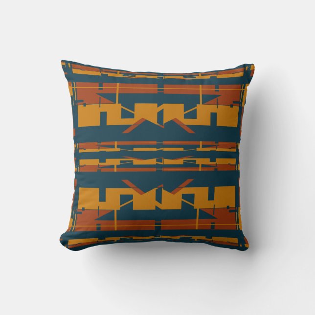 Coussin Rust Gold Bleu foncé Symétrique Sud-Ouest (Recto)