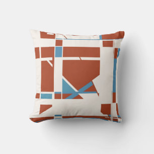 Coussin Rust Orange Bleu clair Décolleté Formes géométriqu