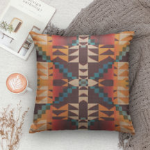 Rust Orange foncé Rouge Brown Bleu Turquoise Art T