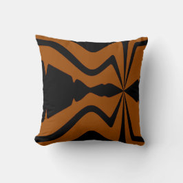 Coussin Rust Orange Noir Abstrait Sound Wave Design