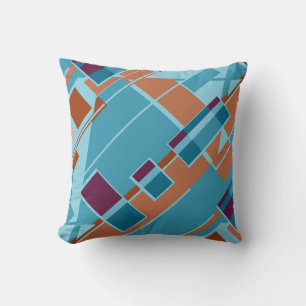 Coussin Rust Orange Turquoise Bleu Bourgogne Diagonal Desi