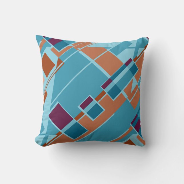 Coussin Rust Orange Turquoise Bleu Bourgogne Diagonal Desi (Recto)