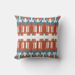 Coussin Rust Terracotta Bleu Horizontal Symétrique Concept