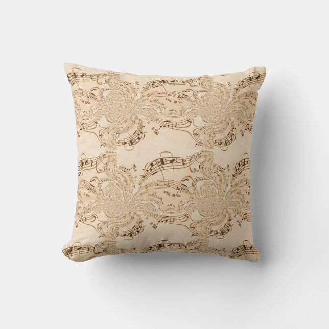 Coussin Rustic Antique Musical Notes (Recto)