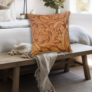 Coussin Rustic brown cowboy fashion western leather
