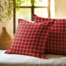 Rustic Checkered Pattern Plaid Fabric Christmas