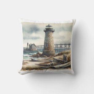 Coussin Rustic Coastal Lighthouse Plage balnéaire
