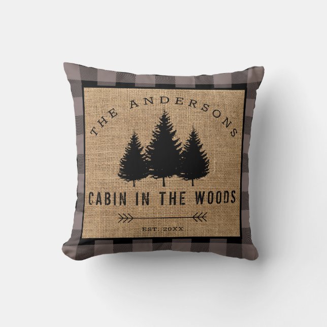 Coussin Rustic Country Family Nom Cabin dans les Woods (Recto)