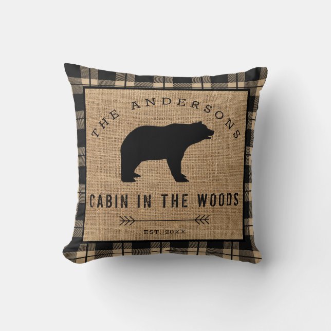 Coussin Rustic Country Family Nom Cabin dans les Woods (Recto)