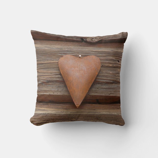 Coussin Rustic Country Log Cabine Bois Coeur Jeter Oreille (Recto)